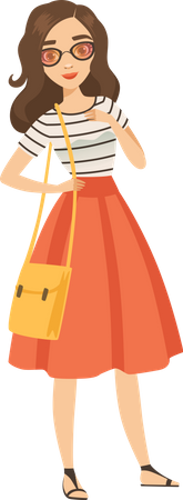 Chica en traje de moda  Ilustración