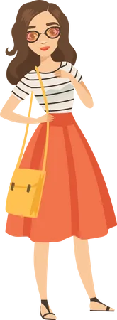 Chica en traje de moda  Ilustración