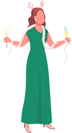 Chica vestida de fiesta festiva  Ilustración