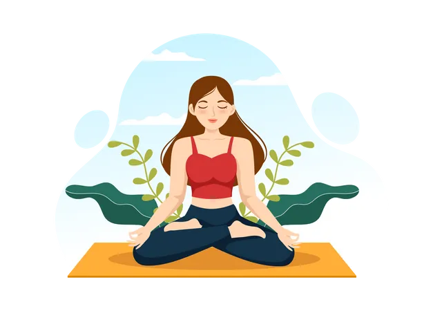 Entrenador de yoga para niña  Ilustración