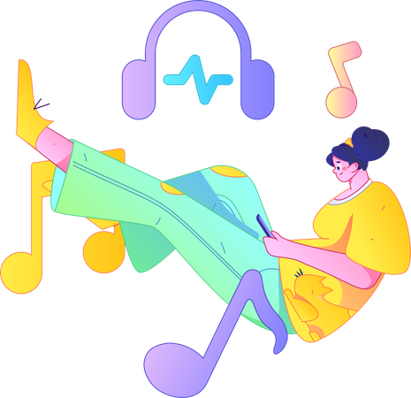 Chica escuchando una canción  Ilustración