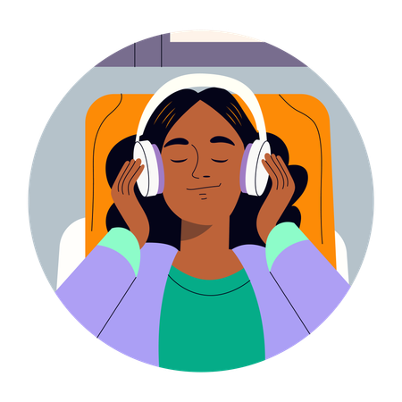Niña escuchando musica  Ilustración