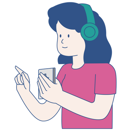 Chica escuchando podcast  Ilustración