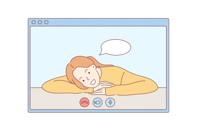 La chica está hablando por videollamada.  Ilustración