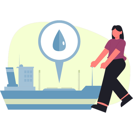 Chica está haciendo entrega de petróleo con barco.  Ilustración