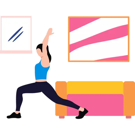 La chica está haciendo yoga.  Ilustración