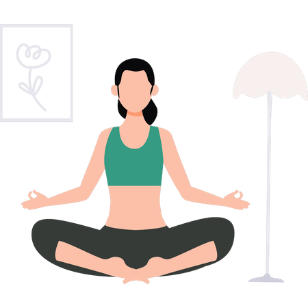 La chica está haciendo yoga.  Ilustración