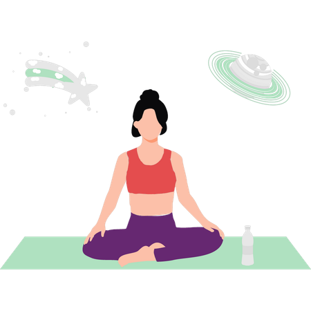 La chica está haciendo yoga.  Illustration