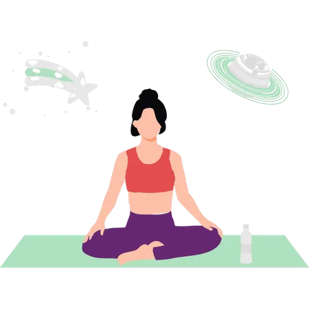 La chica está haciendo yoga.  Illustration