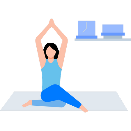 La chica está haciendo yoga.  Ilustración