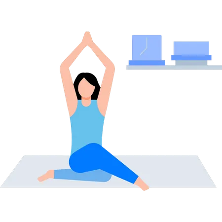 La chica está haciendo yoga.  Ilustración