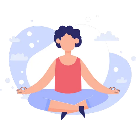 La chica está haciendo yoga.  Ilustración