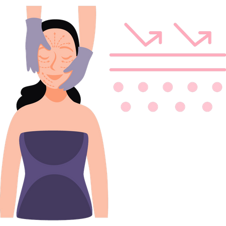 La chica está recibiendo un masaje facial.  Ilustración