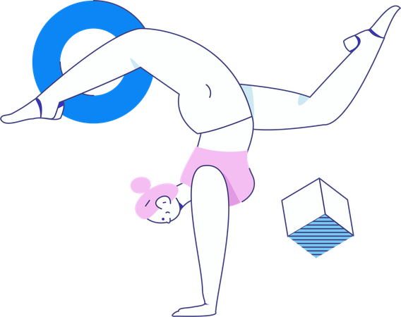 Niña estirando su cuerpo  Ilustración