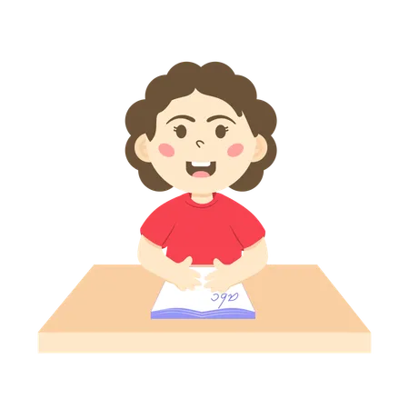 Chica estudiando inglés en la escuela  Ilustración