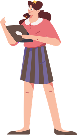 Chica explicando algo  Ilustración