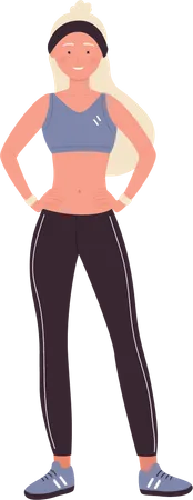Chica fitness dando pose de pie  Ilustración