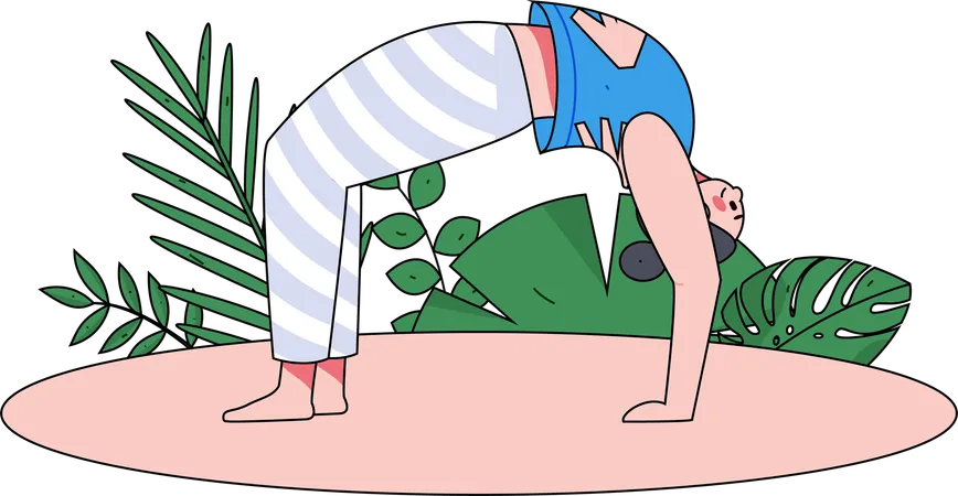 Chica fitness haciendo Charkrasana  Ilustración