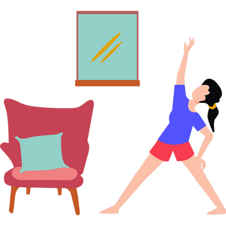 Fitness Girl haciendo ejercicio en casa  Ilustración