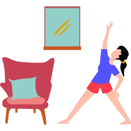 Fitness Girl haciendo ejercicio en casa  Ilustración