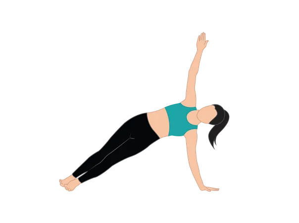 Chica fitness haciendo plancha lateral  Ilustración
