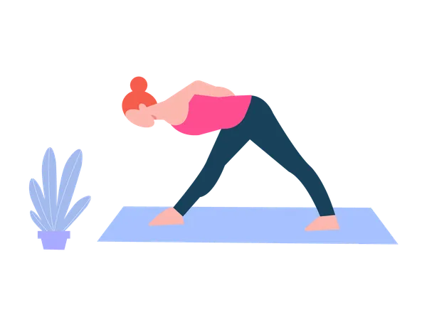 Chica fitness haciendo yoga  Ilustración