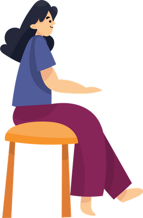 Chica independiente sentada en una silla  Ilustración