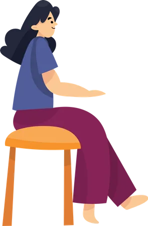 Chica independiente sentada en una silla  Ilustración