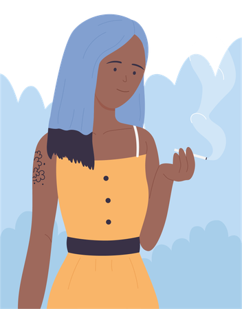 Chica fumando  Illustration