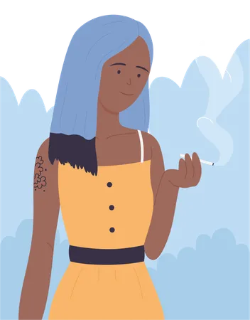 Chica fumando  Illustration