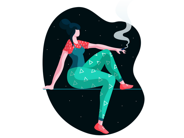 Chica fumando  Ilustración