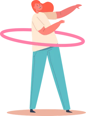 Chica torciendo hula-hoop  Ilustración