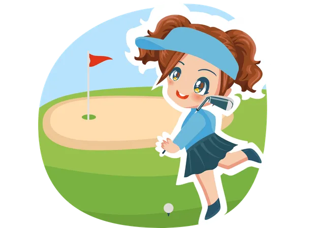 Chica golfista  Ilustración