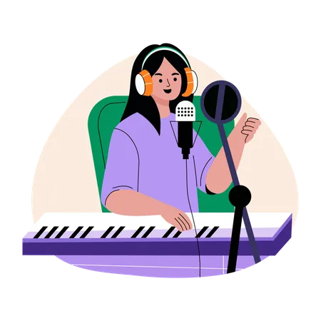 Chica grabando canción  Ilustración