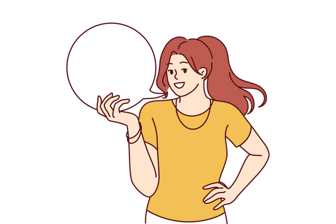 Chica hablando algo  Ilustración