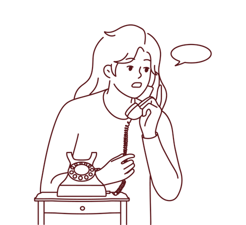 Chica hablando por teléfono  Ilustración