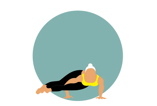 Chica haciendo Astavakrasana  Ilustración