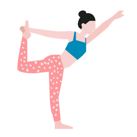 Chica haciendo pose de yoga bailarina  Ilustración