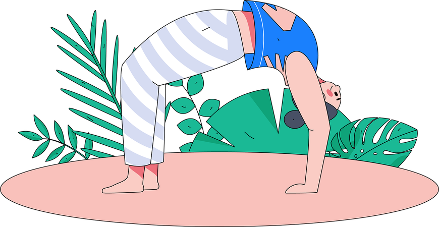 Chica haciendo chakrasana  Ilustración