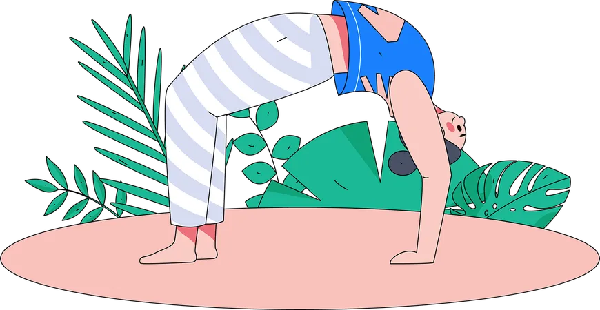 Chica haciendo chakrasana  Ilustración