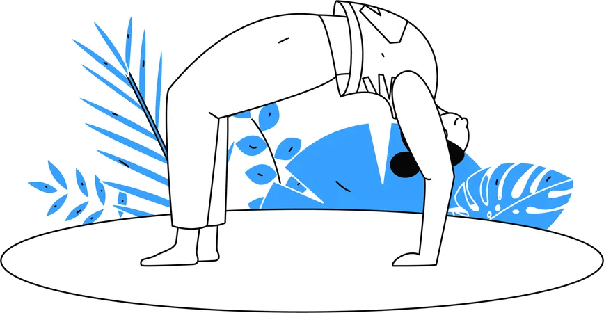 Chica haciendo chakrasana  Ilustración