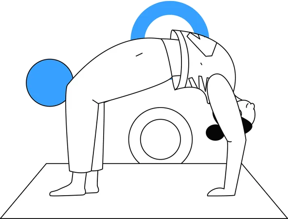 Chica haciendo chakrasana  Ilustración