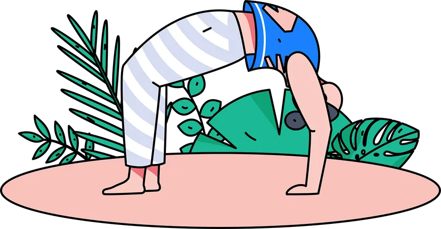 Chica haciendo chakrasana  Ilustración