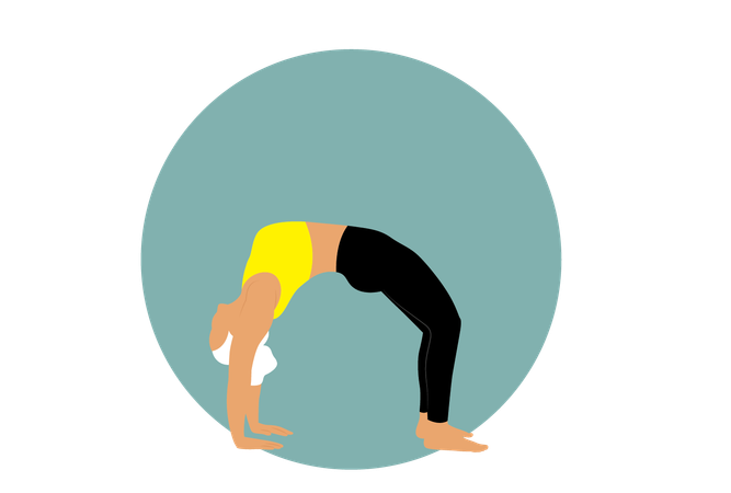 Chica haciendo chakrasana  Ilustración