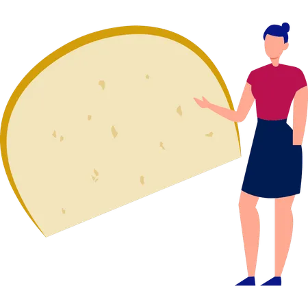 Chica haciendo queso de comida mexicana  Ilustración