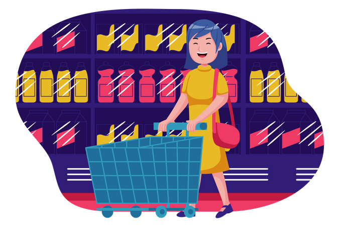 Chica haciendo compras  Ilustración