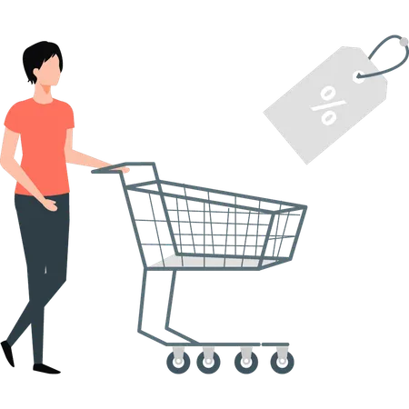 Chica haciendo compras con descuento  Illustration