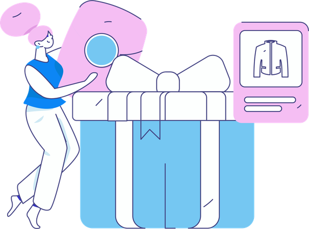 Chica haciendo compras de regalos  Ilustración