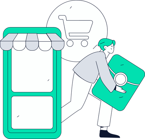 Chica haciendo compras digitales  Ilustración