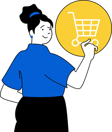 Chica haciendo compras en línea  Ilustración